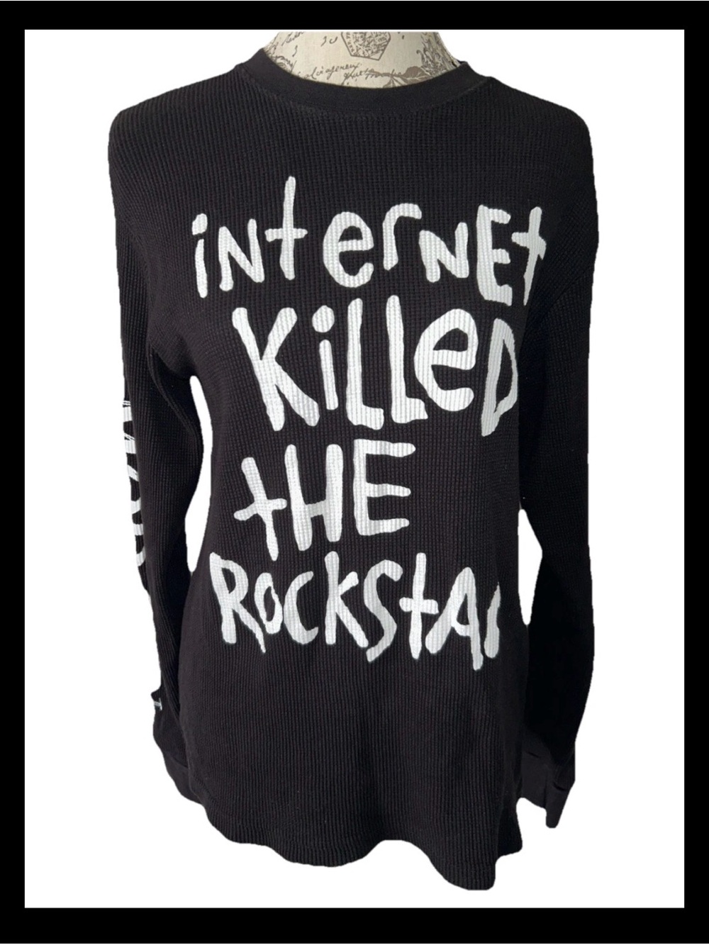 Topstar Internet Killed The Rockstar Black Thermal Long Sleeve Men’s Size M